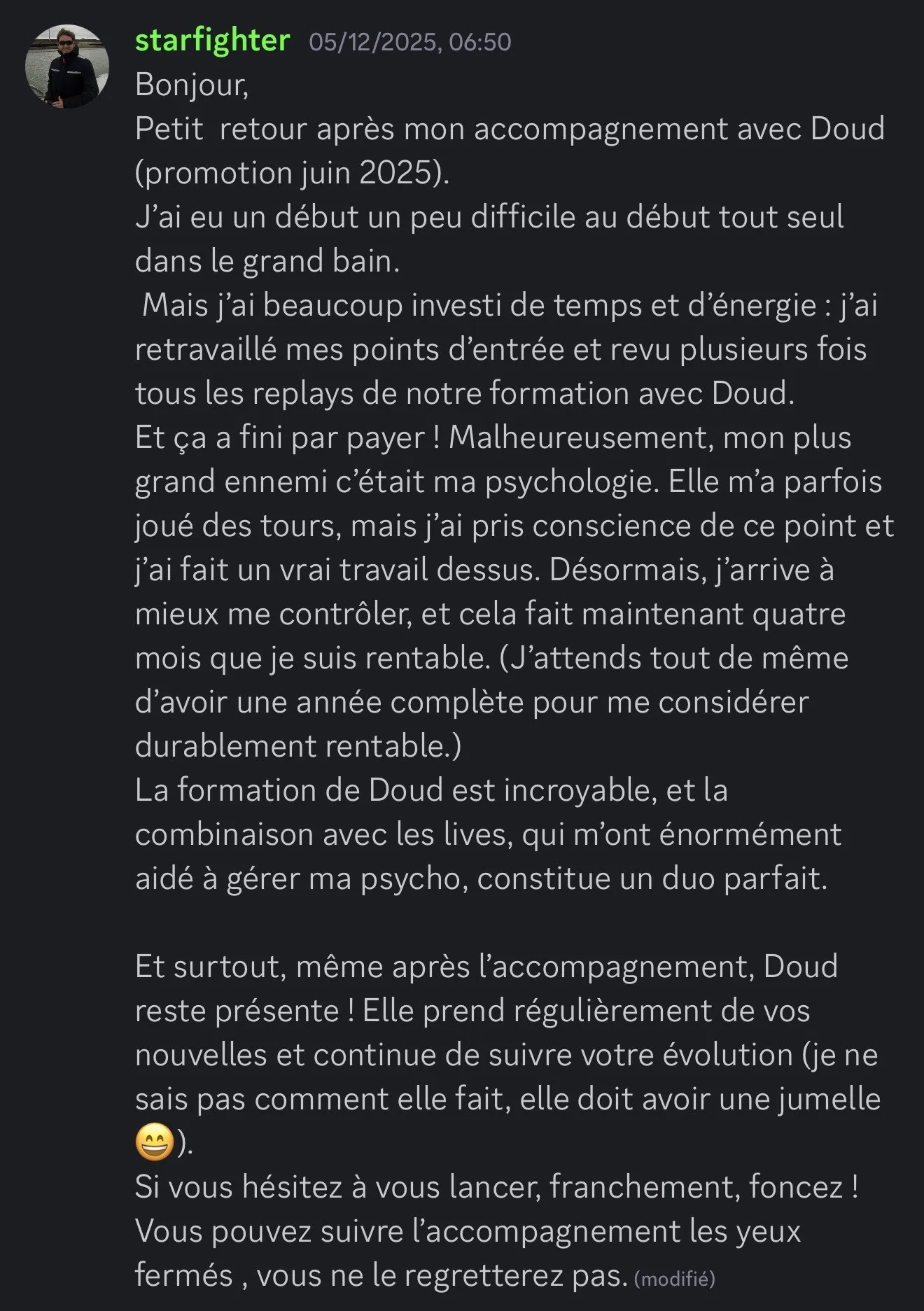 Témoignage client DoudTrading